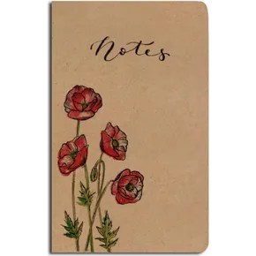 Notes linkovaný - A5 - kraft - vlčí máky